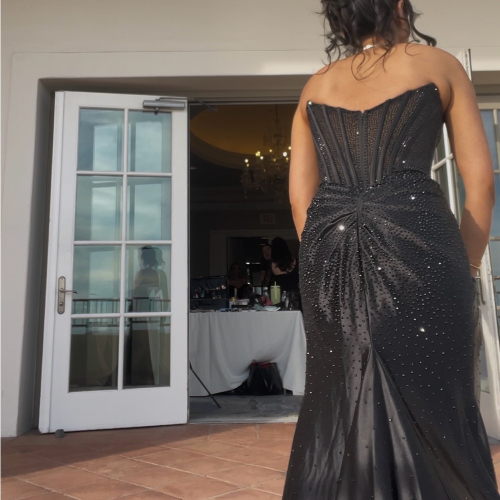 Sherri Hill Black Beaded Prom Dress - Picture 2 of 3